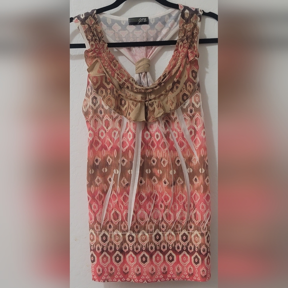 Y2K J.T.B Racerback Braided Ruffle and Back Tie Top